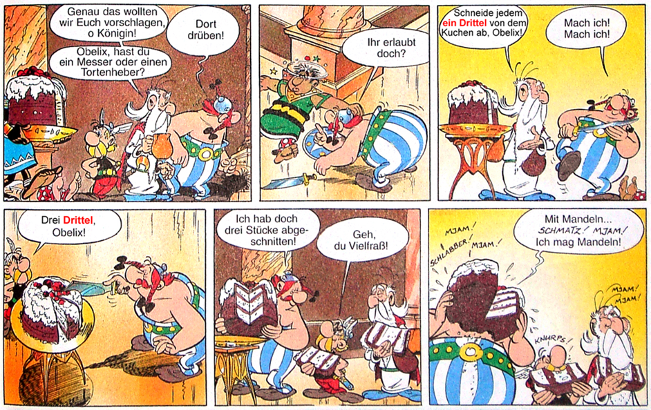 Obelix teilt eine Torte
